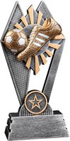 Trophée de football personnalisable en résine, finition argent antique, avec relief 3D de chaussure et ballon, pour la reconnaissance de l'excellence