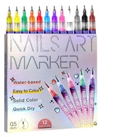 Ensemble de 12 stylos permanents pour nail art, pointe fine de 6 mm, marqueurs pour dessin, séchage rapide, imperméables, kit de nail art DIY pour débutants
