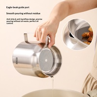 Marmite de cuisson et de friture en acier inoxydable 304 de 1,4 L et 2 L avec panier égouttoir et filtre à huile pour le stockage de l'huile de cuisson et de café en cuisine