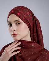 Hijab drapé rouge vin personnalisé pour femmes musulmanes, châle imprimé en modal, hijab doux et léger, logo personnalisé