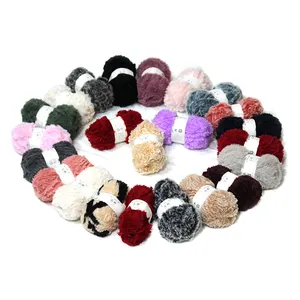new stype colorful fancy 100% polyester yarn hand sewing needle poly hand knitting yarn skein chunky fur yarn