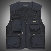Gilet de pêche et de photographie respirant en maille ajourée camouflage pour homme