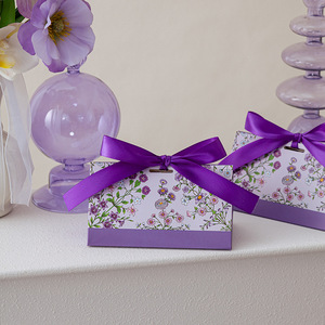 Elegant Floral Ribbon <strong>Wedding</strong> <strong>Gift</strong> <strong>Box</strong> Embossed Flower Paper <strong>Box</strong> with Ribbon for Jewelry Christmas/Birthday Ring Pillow <strong>Gifts</strong> - Product Image 1