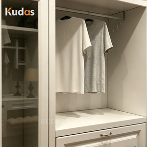 <span class=keywords><strong>Armoire</strong></span> sur mesure de style américain classique avec tiroirs vitrés pour chambre de villa et projets résidentiels - Product Image 2