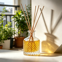 Bouteilles diffuseurs de parfum en verre transparent taillé en diamant avec bâtonnets, 100 ml et 130 ml, prix de gros, bouteilles diffuseurs de luxe