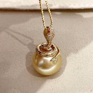 Colgante de Plata S925 para DIY con Cuentas de Perla, Diseño de Cabeza de Serpiente Hueca, para Cuentas Redondas de 9-11mm, Colección 30672 - Product Image 1