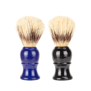 Wanmei Brosse à raser pour homme 10x3,4 cm en poils de sanglier imitation poils de blaireau bleu et noir pour usage en salon - Product Image 4