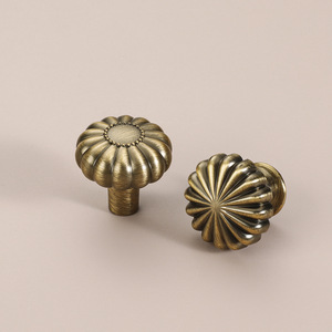 Leather French Vintage Brass Cabinet Knobs Round Single Hole Durable Drawer Wardrobe Handles Bronze Color - Product Image 2