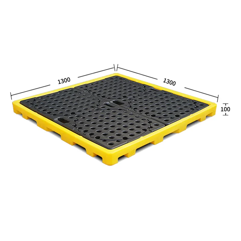 Palet anti tumpah 1300x1300x100mm palet dapat ditumpuk dan stabil tumpahan produsen penjualan palet kontrol tumpahan minyak