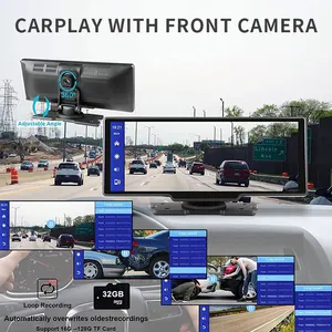 10.26 इंच स्क्रीन के लिए Carplay पोर्टेबल मल्टीमीडिया कार Dvr रिकॉर्डर समर्थन रियर कैमरा एंड्रॉयड ऑटो आवाज नियंत्रण के साथ