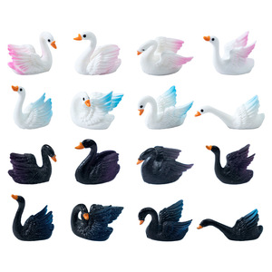 Accesorios para Jardín de Hadas, Figura de Cisne en Miniatura Blanca y Negra de Resina para Decoración de Pasteles, Manualidades y Paisajismo con Musgo - Product Image 5