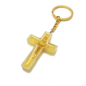 Luminous Cross Keychain Religious Jewelry Jesus Plastic Luminous Cross