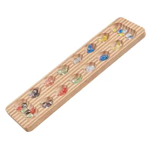 Jogo de tabuleiro de mancala de bambu, jogo de estratégia clássico e diversão para toda a família