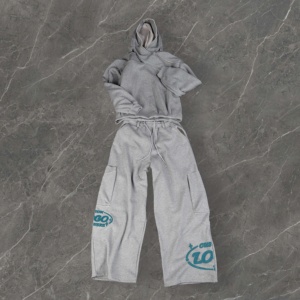 Conjunto Deportivo para Hombre con Sudadera Holgada de Algodón Grueso y Pantalones Deportivos, con Bolsillos Laterales y Hombros Caídos - Product Image 2