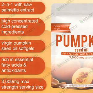 Yetişkin saç büyüme ve güzellik faydaları için WELLBODY Vegan kabak çekirdeği yağ yumuşak jel kapsüller - Product Image 2