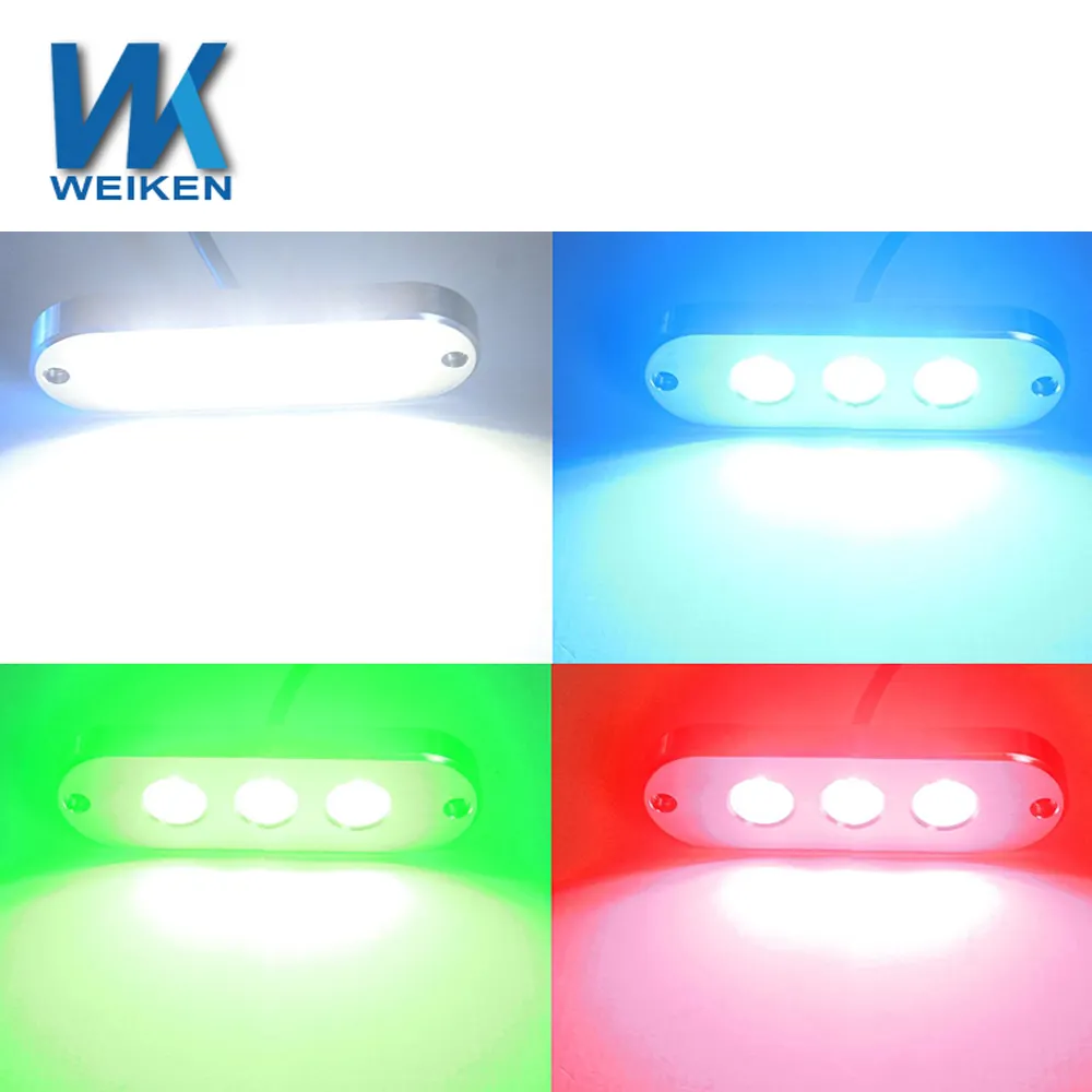 Kabel Slime 45W 3 Bohlam Led RGB Kit Navigasi Laut Kuat Aksesori Perahu Ip68 Lampu Led Bawah Air