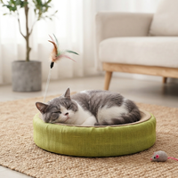 Alas Cakar Kucing Sisal Bulat, Tongkat Penggoda Interaktif, Alas Garuk Tahan Lama, Mainan Cakar Kucing untuk Kucing di Dalam Ruangan