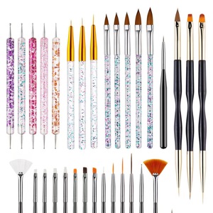 YOUXIN Double-Ended Synthetic Hair Acrylic Nail Art Brushes Dotting Tool Kit Flat Liner <b>Pens</b> Nail Painting Customized Logo - Product Image 3