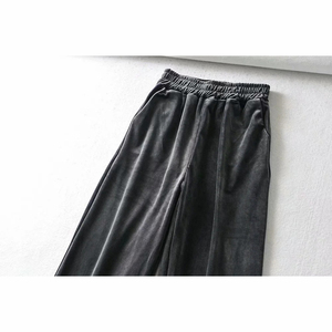 <span class=keywords><strong>Pantaloni</strong></span> larghi in <span class=keywords><strong>velluto</strong></span> a vita alta da <span class=keywords><strong>donna</strong></span> ultime vendite calde <span class=keywords><strong>pantaloni</strong></span> larghi da strada Casual con chiusura in vita elastica per l'inverno - Product Image 5