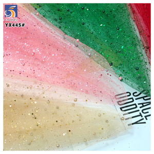 YX445 American Custom poliestere maglia tessuto rigido Tulle con 3D perle <span class=keywords><strong>e</strong></span> paillettes per copricapo tessuto - Product Image 3