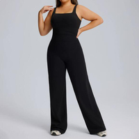 JAC22 Q6364 Set Yoga Wanita Dua Potong untuk Olahraga Musim Panas, Bahan Spandex/Polyester Polos