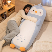 Coussin long en peluche personnalisé, doux et moelleux, en forme de pingouin, jouet en peluche mignon, coussin corporel en forme de dessin animé