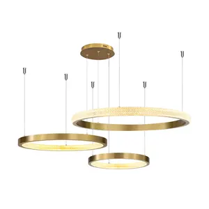 Neues Design runde Luxus Kristall ring Kombination Bronze beschichtung Aluminium Vereinfachen Sie LED Kronleuchter hängende Pendel leuchte