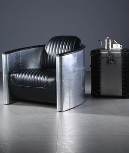 Amerikanischer Aluminium Niet Wachs Leder Rindsleder Retro klassischer Metall Freizeit stuhl Sofas tuhl fliegender <span class=keywords><strong>Tom</strong></span> Stuhl - Product Image 3