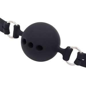 YPM Détachable Ball <span class=keywords><strong>Gag</strong></span> Noir Silicone Bouche <span class=keywords><strong>Gag</strong></span> <span class=keywords><strong>3</strong></span> Trous Respirants Boule Plug pour SM Jeux Jouets Adultes - Product Image 5