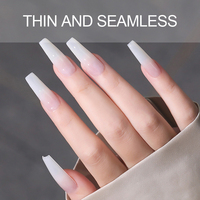 Vente en gros de faux ongles en gel transparents, 12 tailles, extensions d'ongles en gel X, couverture complète