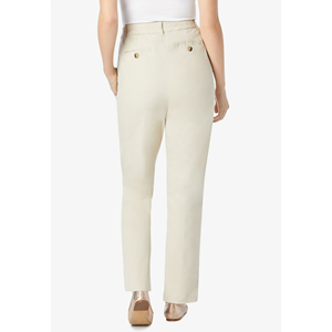 Pantalons longs d'affaires décontractés et personnalisés pour femmes de couleur unie, pantalons chino avec logo personnalisable directement de l'usine du Bangladesh - Product Image 5