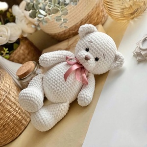 <span class=keywords><strong>Amigurumi</strong></span> Bear peluche personalizzato uncinetto morbido per dormire orsacchiotto Baby Shower regalo fatto a mano animale di peluche per bambini - Product Image 2