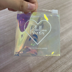 Pochette de rangement en PVC holographique brillant de luxe 8x8cm avec fermeture éclair pour bijoux (boucles d'oreilles, colliers, bracelets) - Product Image 3