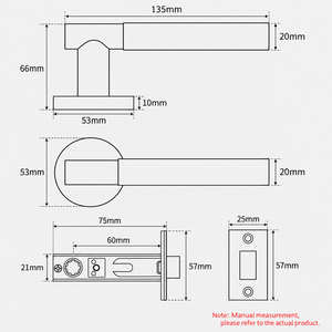 Juego de manillas de latón moleteado para puertas de villa modernas Doorroom con cilindro magnético ficticio para interiores (tipo UE) - Product Image 3