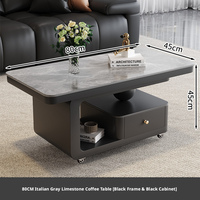 Table basse mobile moderne de luxe en ardoise avec chariot de rangement, table d'appoint minimaliste pour canapé, idéale pour petit salon ou maison