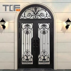 Great Selling Wrought Iron Door Family Villa/<strong>manor</strong> Use Wrought Iron <strong>Double</strong> Door Multiple Shapes Cheap Wrought Iron Door - Product Image 1