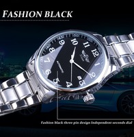 Jam Tangan Otomatis WINNER Pria Tali Baja Anti Karat Jam Mekanik Pria Tahan Air Tanggal Digital Jam Logo Kustom Reloj