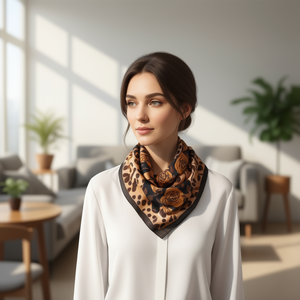 Pañuelo cuadrado pequeño con puntos de rosa, 70x70 cm, accesorio de moda para mujer - Product Image 2