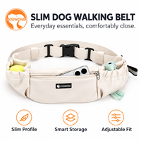 Sac banane ajustable pour promenade canin en nylon fin avec poche pour téléphone, distributeur de sacs à déjections canines et boucle à dégagement rapide