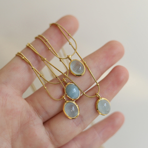 Collier artisanal délicat superposé en onyx vert pour femme, bijou en pierres précieuses, fabriqué en acier inoxydable - Product Image 5