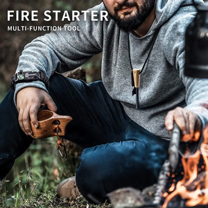 Kit d'allume-feu avec manche en bois de RS, tige en fer silex et acier avec bracelet multi-outils pour la survie en camping - Product Image 6