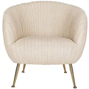 Luxury Italian Modernリビングルームの家具ホテルラウンジタフトベルベットソファ椅子単一の白色ゴールドアクセント椅子