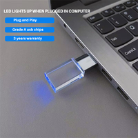 Clé USB Lumineuse en Verre Personnalisée avec LED, USB 2.0, 4G 8G 16G 32G 64GB, Clé USB Boîte Mariage, Mémoire Flash USB