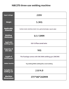 Máquina de <span class=keywords><strong>Soldar</strong></span> TIG MIG MAG 220V Bifásica - Soldadora Portátil 3 en 1 Tig/Stick <span class=keywords><strong>para</strong></span> Tuberías y Metal (130A 4800W) MMA Stick - Product Image 4