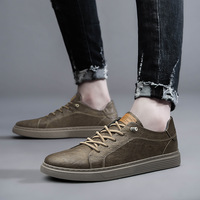 Chaussures de course pour hommes en cuir véritable, semelle en caoutchouc souple, grande taille, respirantes, antidérapantes, chaussures pour hommes toutes saisons