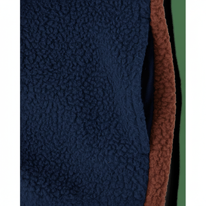 Veste d'extérieur pour enfants zippée en Sherpa marron avec design Colorblock - Product Image 1