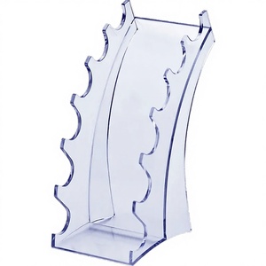 KEJEA Clear Triangle 6-Slot Pen Display Stand with Eyebrow Pens & <b>Makeup</b> <b>Brush</b> Rack Organizer Plastic/ <b>Holder</b> - Product Image 3