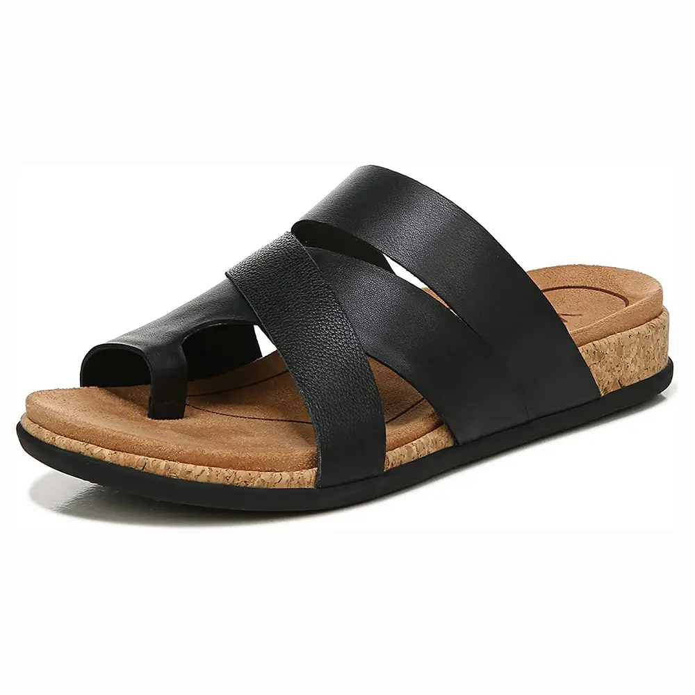 FREE SAMPLE Women's Flat Comfort Sandals Dress Leather Sandals That Include Three-Zone Comfort with Orthotic Insole Arch Support