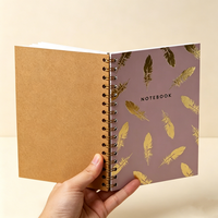Carnet à spirales personnalisé à couverture rigide, motif estampé à chaud doré, format personnalisé pour notes