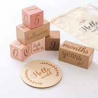 Jouet éducatif en bois pour nouveau-né, plaque commémorative carrée pour les étapes importantes de la vie du bébé, accessoires de photographie pour les photos du mois de naissance